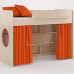 Кровать-чердак Легенда-26 с занавесками (цвет: оранжевый)
