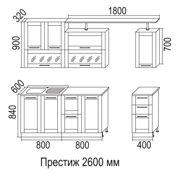 Ширина кухонных шкафчиков